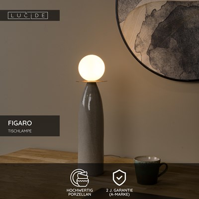 Lucide FIGARO - Tischlampe - Ø 12 cm - 1xG9 - Grau